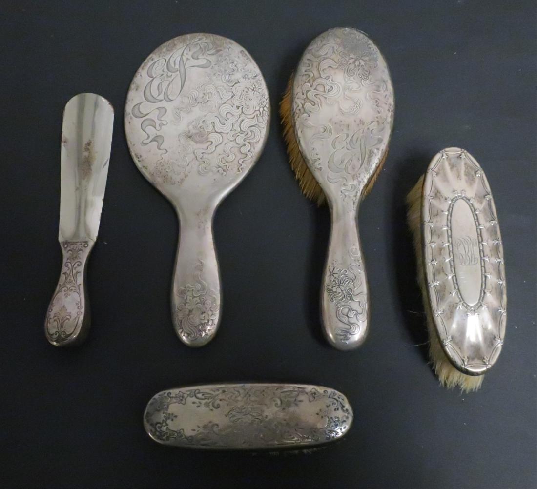 5 Dressing Table Pcs, Sterling Handles, Monogramed: Mirror: 9.5 x 4.25 ROCO7518/5 WT