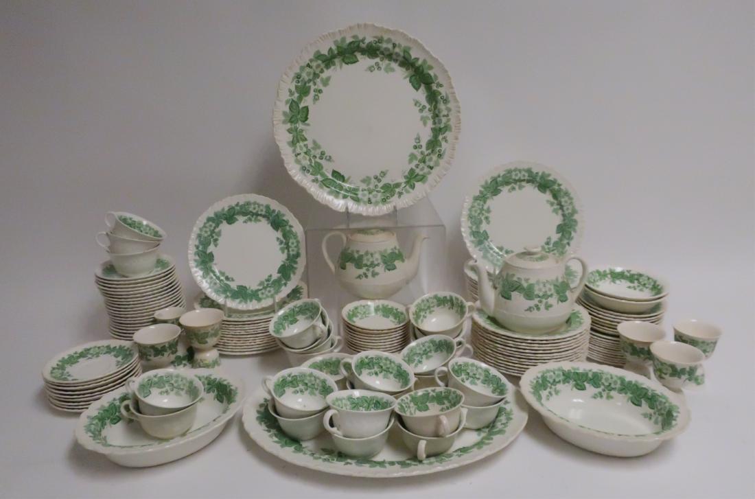 Large Wedgwood Dinner Service & Serving Pieces: 15-Dinner plates, 10.25". 14-Luncheon plates, 9.25". 13-soup plates, 8.5". 10-small bowls; 5.25". 11-bread plates, 6.25". 24-saucers; 5.75".1-Round platter, 14.5". 1-Oval platter, 17.5". 2-oval vegeta