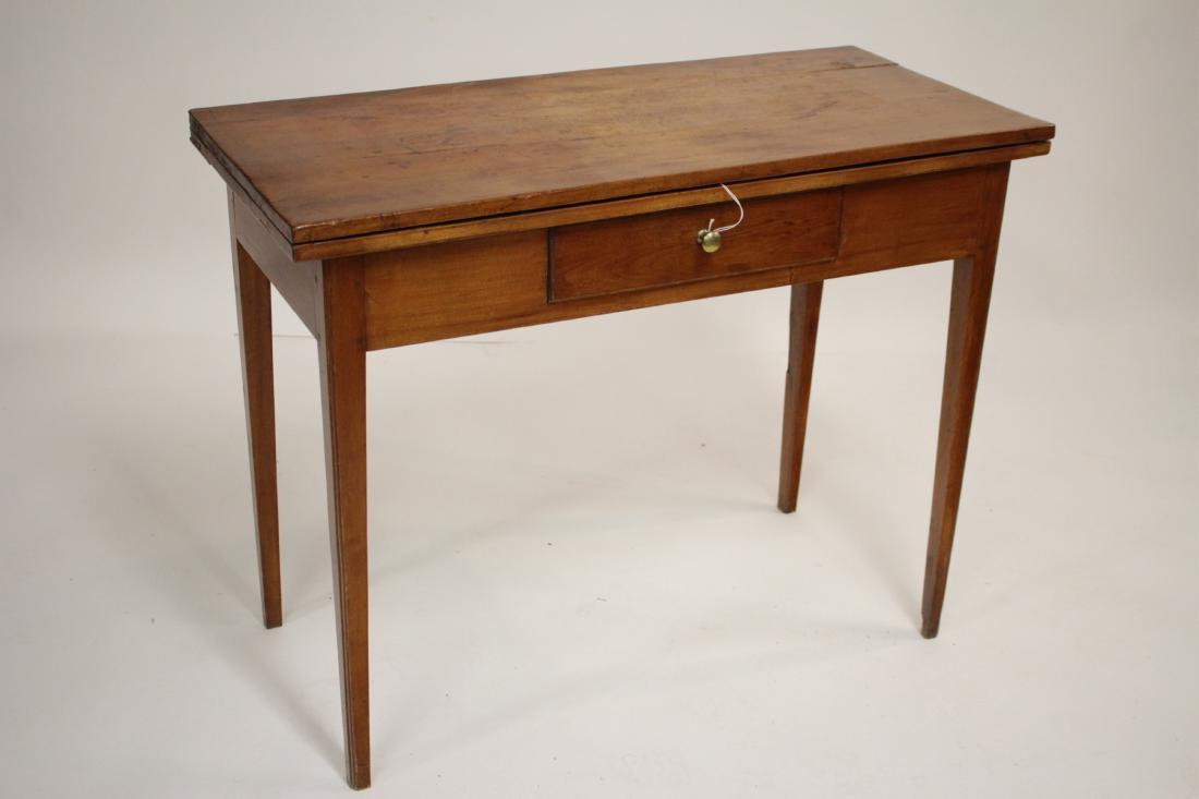 Country Federal Flip Top Games Table: Birch with one drawer, one swing leg. 28 H x 36 L x 16.5 WIND6219 WT