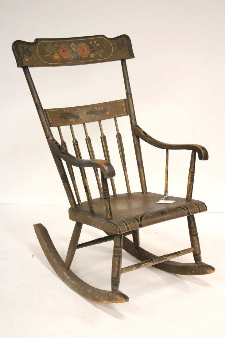 Paint Decorated Boston Rocker: Arrow back spindles. 41 H x 22 W x 33 D. 18" seat height WIND6217 WT