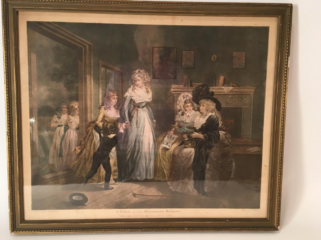Ward Aft Morland Visit..Boarding School, Mezzotint: William Ward I After George Morland " A Visit to the Boarding School" Mezzotint framed 21x26, 18 x 22 1/2 print QLBI225 TC