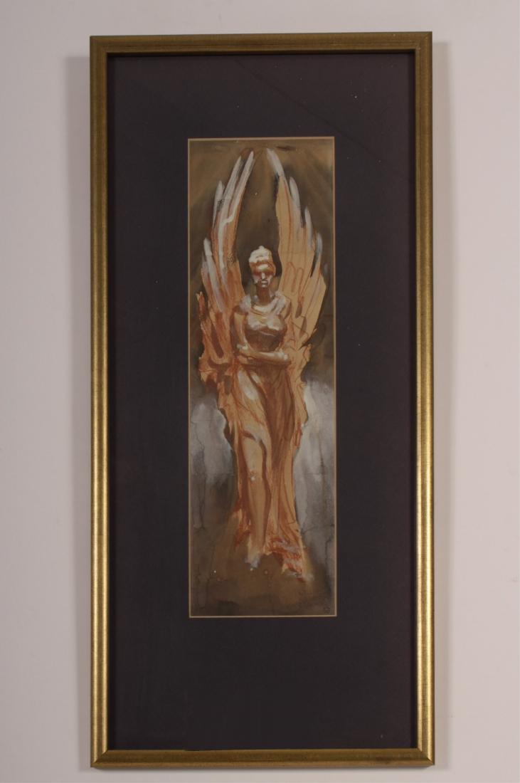 William Ward Beecher 1921-2006, Angel, W/C: William Ward Beecher, American, 1921-2006, Standing Angel, watercolor, incised signature and date 1990 lower right. 15.5x5, framed 24x11 BFAR3022 TC