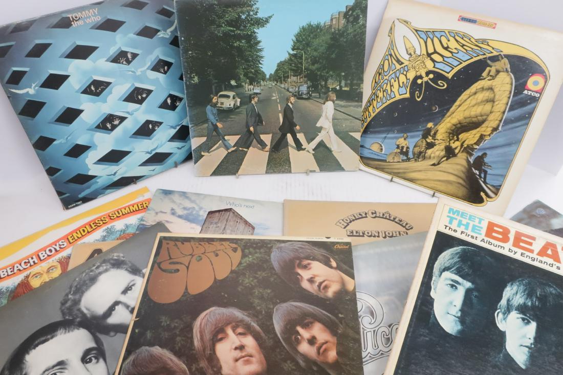 Large Record Collection, 45's and LPs: Large collection (4 boxes) of classical LPs from 1950's, 1960,s, 45s from 1960-70s, Rock LPs from 1960-70s. SAP4336 GO