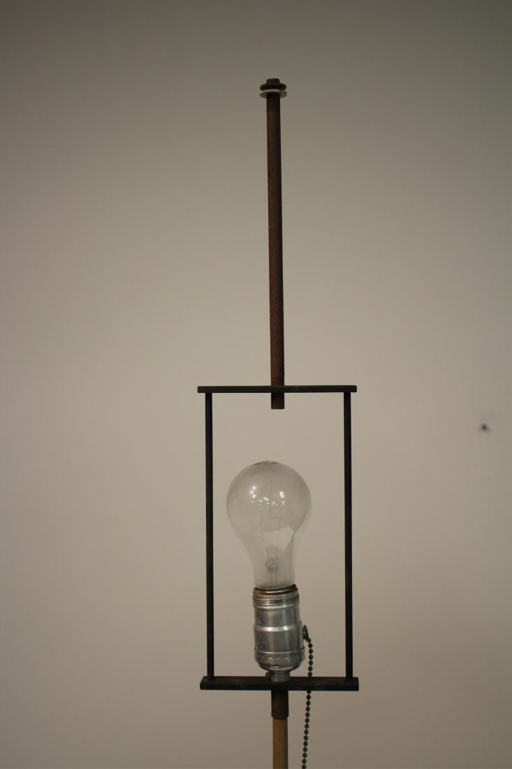 Pr Noguchi Akari BB-55DD Bamboo Floor Lamps: each stamped on underside of base, with globular paper shades signed "I. Noguchi"., as located in the Stone Room of the Roth home 74" H Property from the estate of Philip Roth. Philip Roth was born in