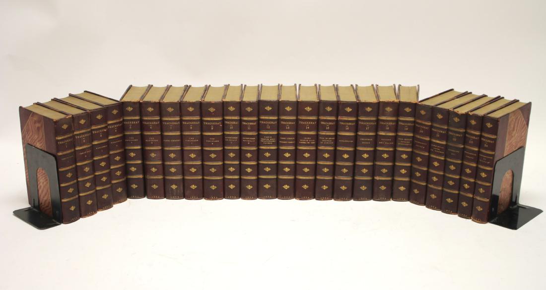 The Works of Makepeace Wm. Thackery 24 Vol: Illustrated by author, gilt top edges. Smith, Elder & Co., London, 1869-1886 6" x 8.5" Property from the Estate of Rosalie Coe Weir (ROCO8208/24)(GO)