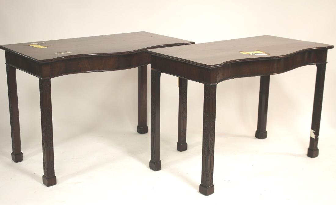 George III Pier Table, 18th C. & 20th C Copy: Both mahogany with serpentine feet 31 H x 45 W x 24 D Property from the Estate of Rosalie Coe Weir (ROCO8101/2)(WT)