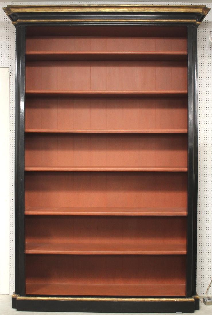 Monumental Scale Dennis & Leen Custom Cabinet: Dennis & Leen (Los Angeles, Calif.) Piedmontese cabinet with six adjustable shaped front edge shelves, inset side panels, case design creates deep concave vertical column forms to either side. Painted
