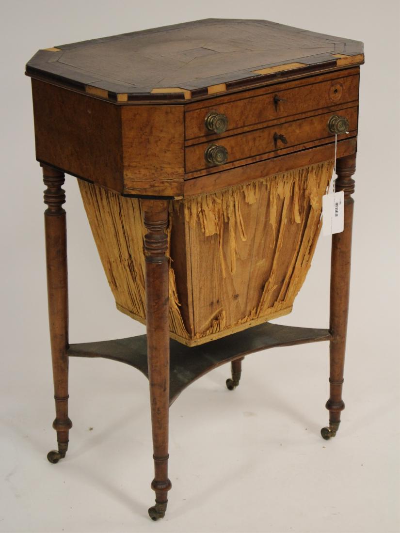 Federal Octagonal Sewing Table: Bird's eye maple and mahogany 31 H x 21.5 W x 16 D Property from the Estate of Rosalie Coe Weir (ROCO8086)(WT)