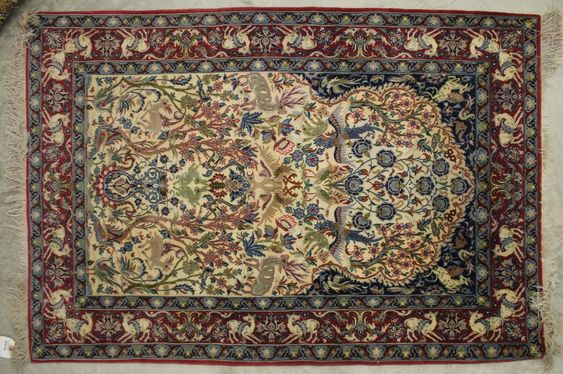 Qum Prayer Rug Silk: 3'-8" x 5'-4" (MGIA8632)(scl)