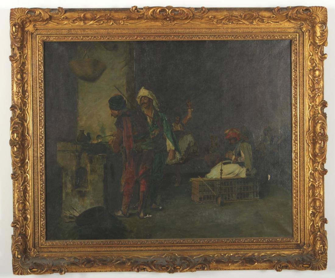 Aft. Jean Leon Gerome, Un Cafe au Caire, O/C: Aft. Jean Leon Gerome, Un Cafe au Caire, Fondeur de balles dans un cafe, 1881, Metropolitan Museum of Art, New York, O/C 21 x 26, framed 32 1/2 x 27 (LLYO8541)(MM)