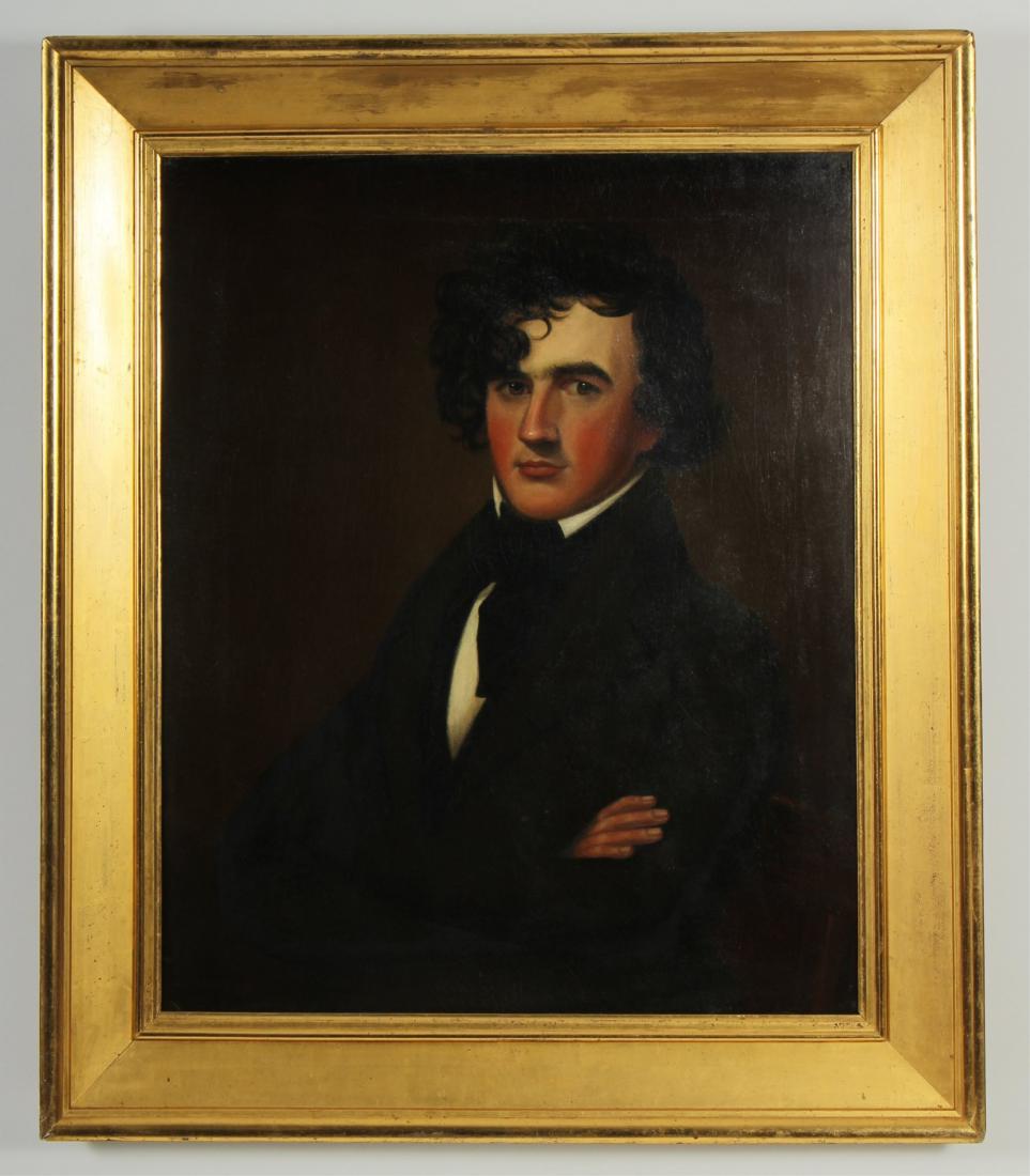 Portrait of Philip Belin Langford, 1819 - 1860: Born June 18, 1819. Died December 21, 1860. Oil on canvas. Unsigned. See accompanying notes. 33 x 27 Framed: 42 x 35.5 (QPECK8218)(WT)