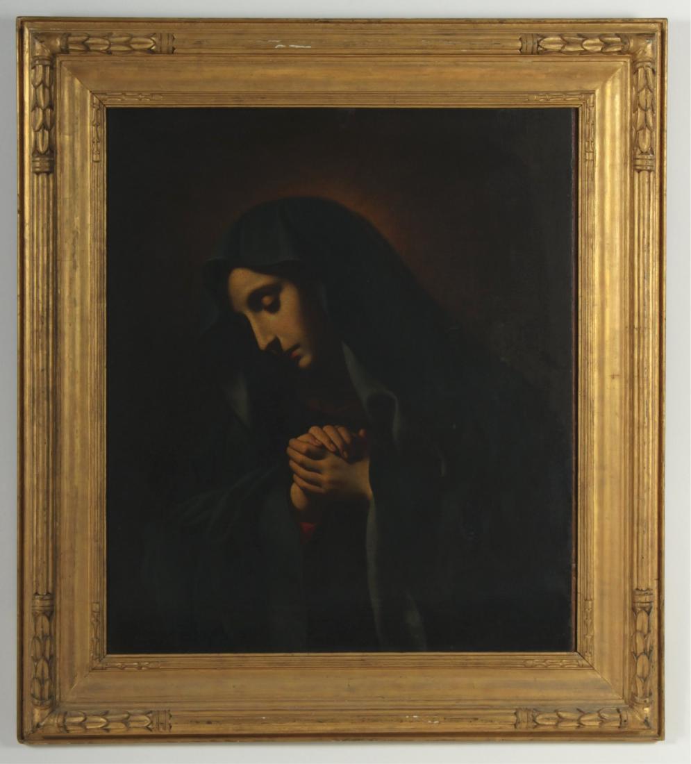 Old Master Painting, Female Saint in Prayer, O/C: Apparently unsigned 29.5 x 25 Framed: 38 x 35 Property from the Estate of Rosalie Coe Weir (ROCO8478)(WT)