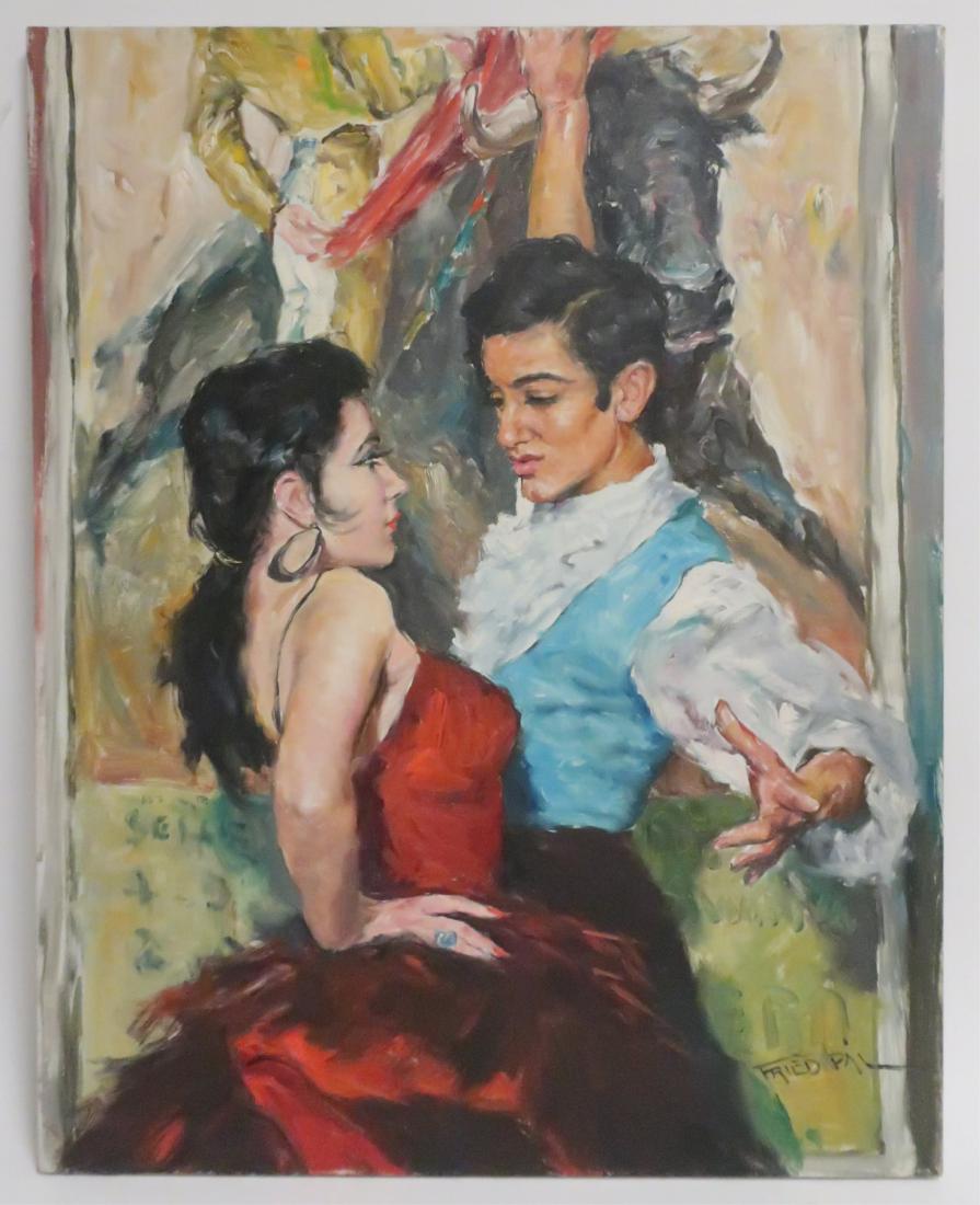Pal Fried, "Spain" O/C: Pal Fried, Hungarian-American, 1893-1976, Spain, oil on canvas 30 x 24, on stretcher, not framed Property from a fourth generation gallery, NYC (HEAR878)(MM)