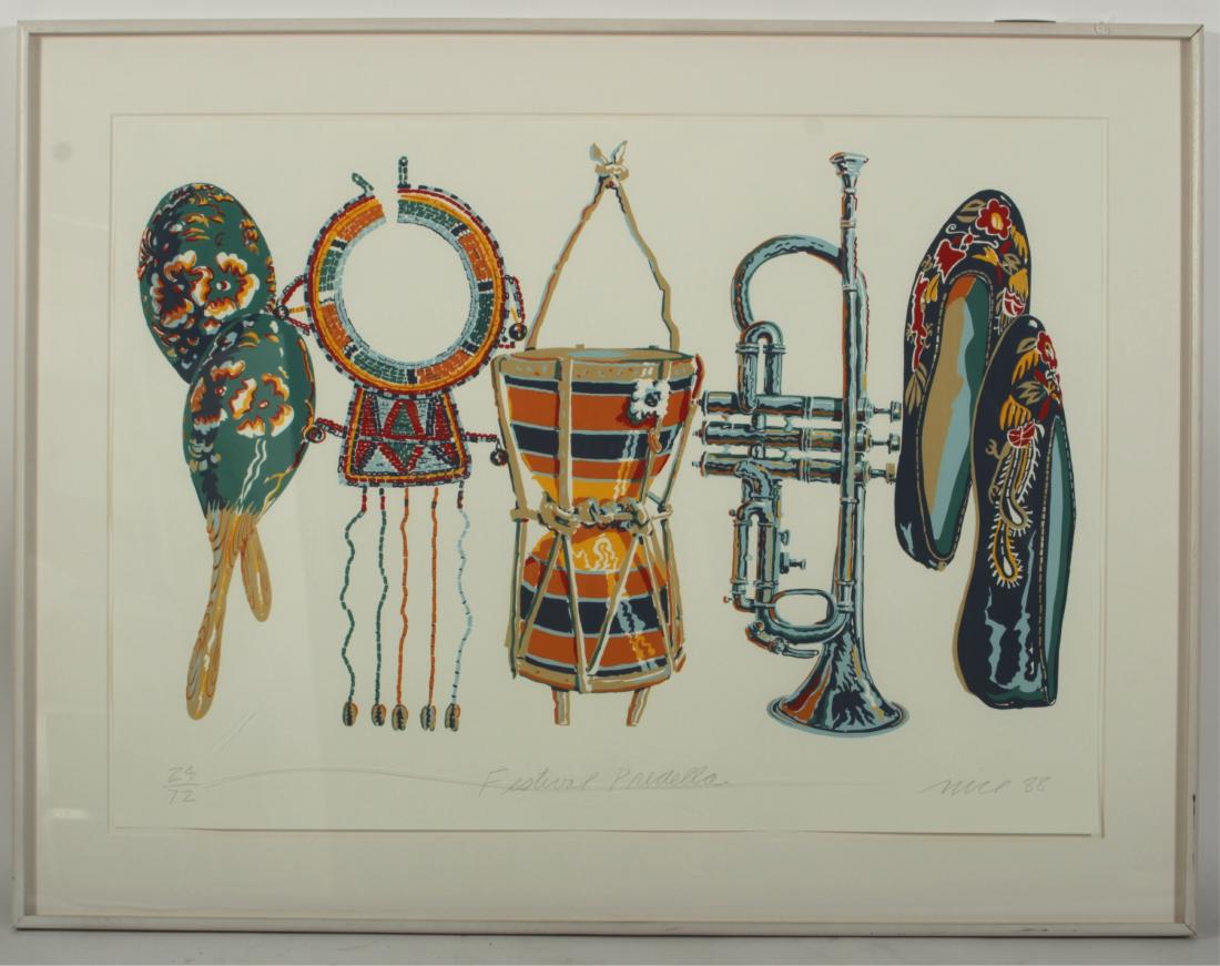 Don Nice, Festival Predella, Silkscreen: Don Nice (American B. 1932) Festival Predella, Silkscreen. Signed lower right, 1988, 24/72. Provenance: 1990, Lincoln Center, NY, NY. 33 x 45.75 Framed: 42.5 x 55 Property from the Milbank collection