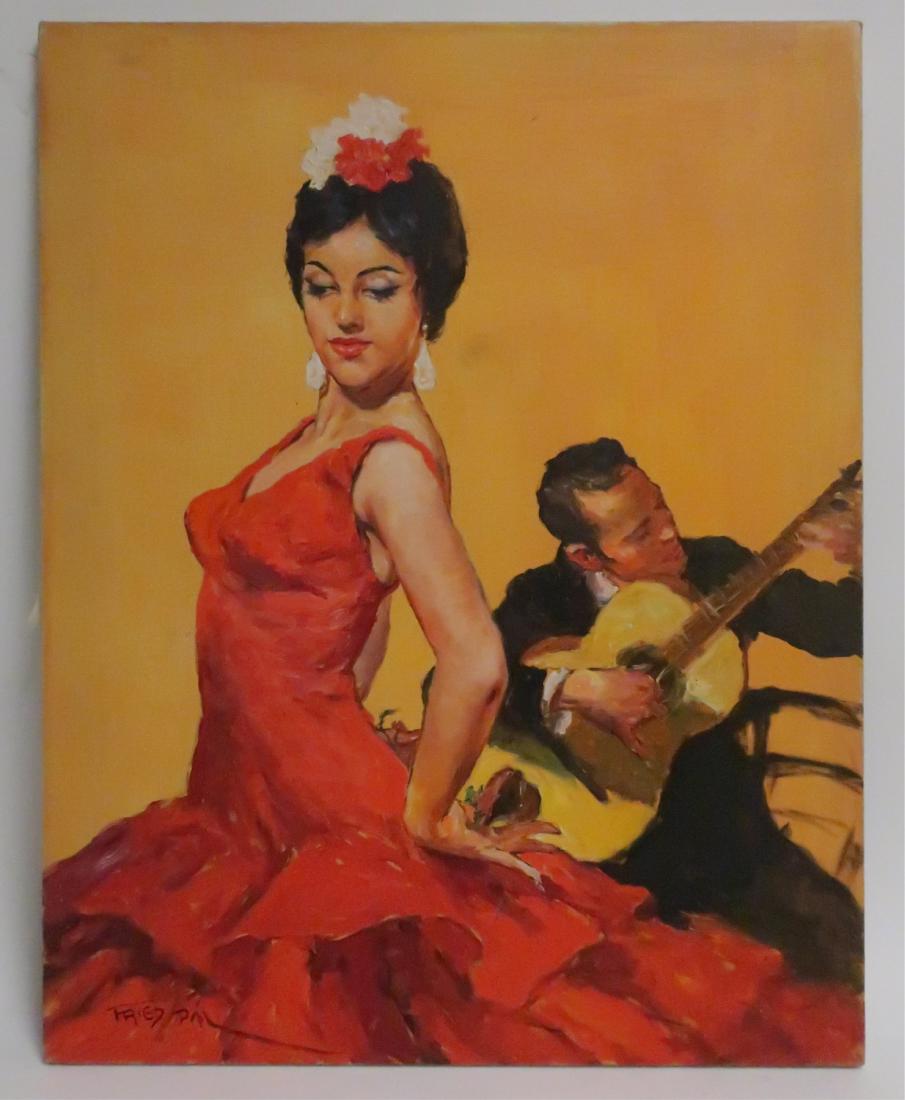 Pal Fried, "Spanish Musician" O/C: Pal Fried, Hungarian-American, 1893-1976, Spanish Musician, oil on canvas 30 x 24, on stretcher, unframed Property from a fourth generation gallery, NYC (HEAR879)(MM)