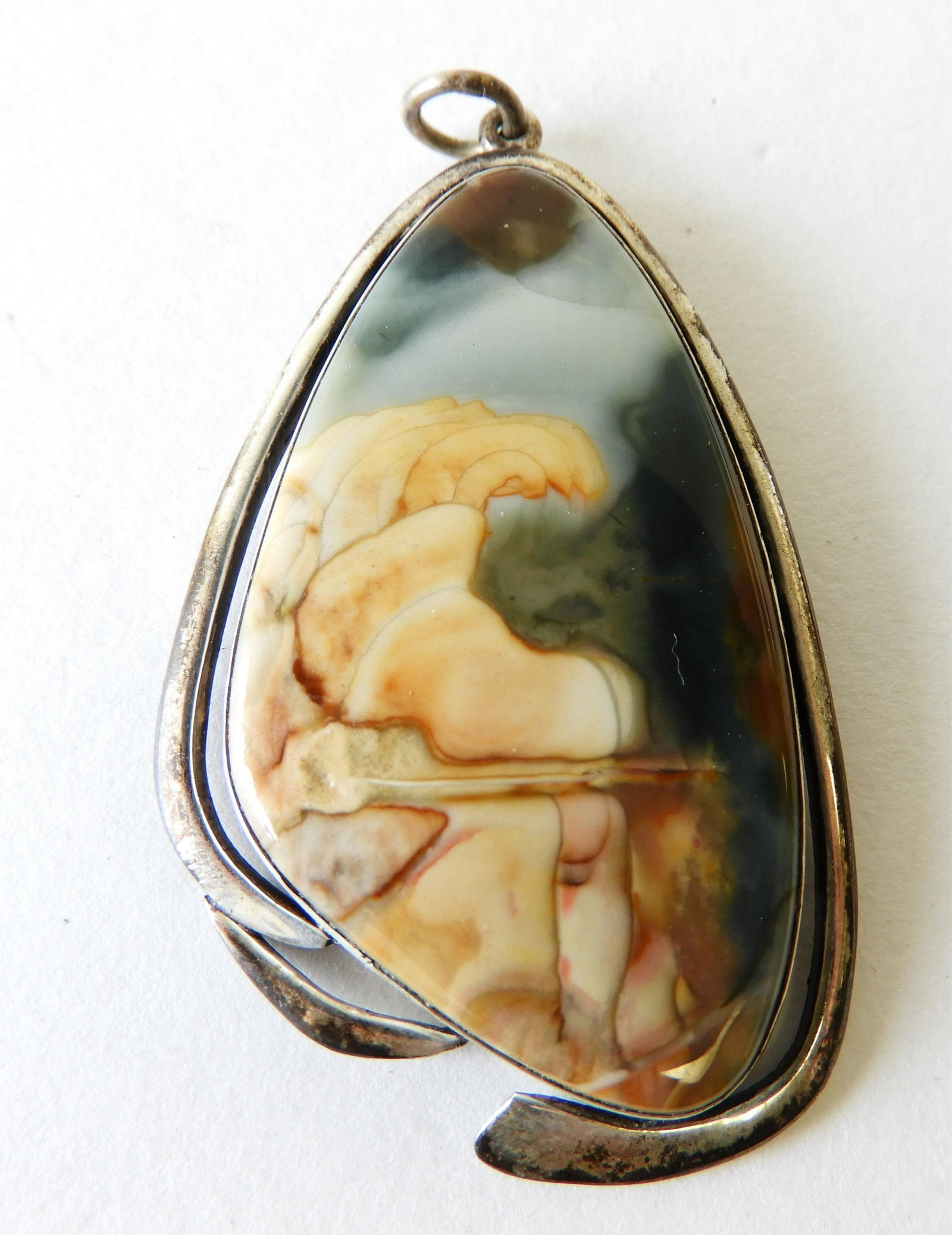 Sterling & Hardstone Pendant: 2" long Property from the estate of Rosalie Coe Weir