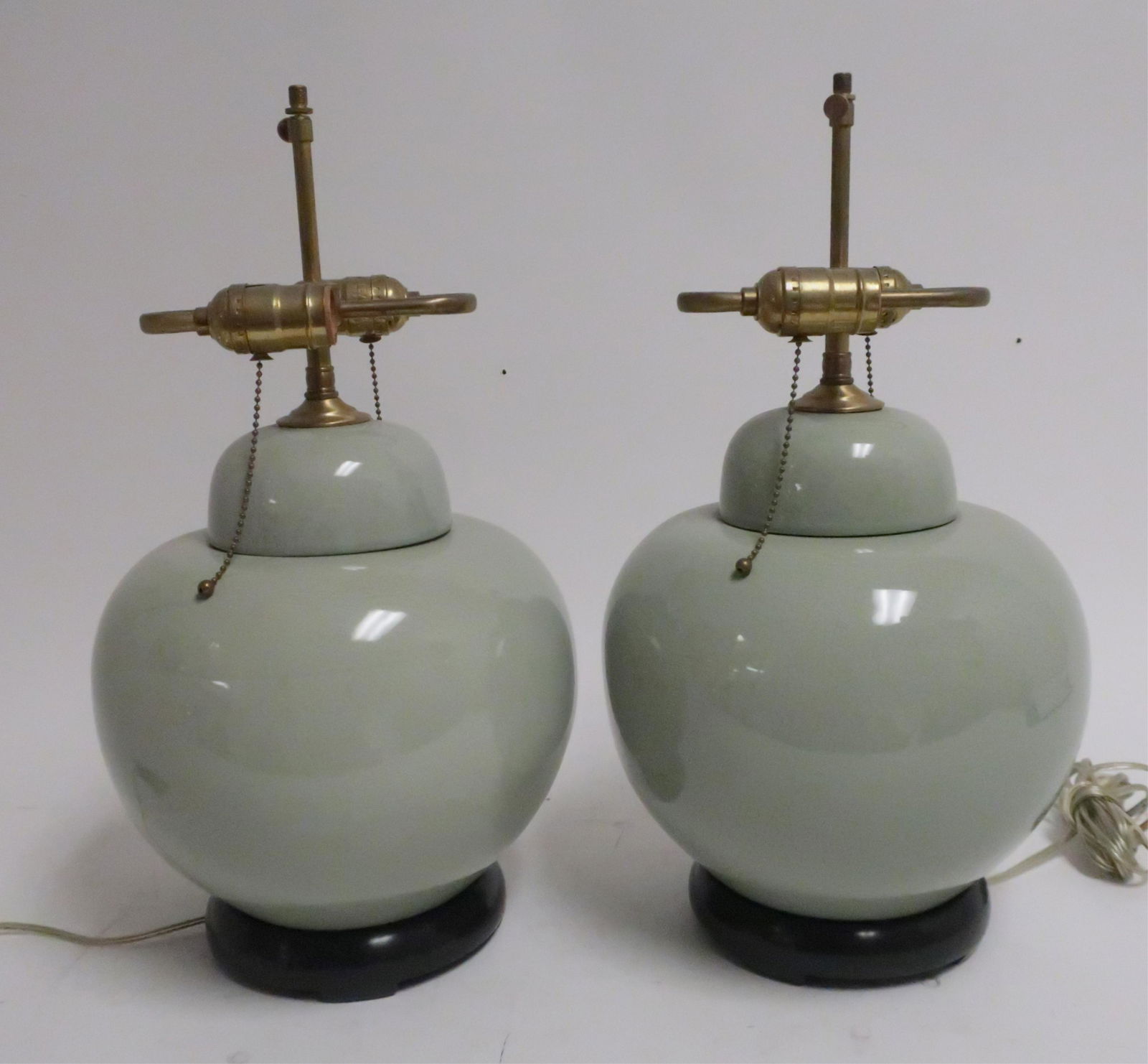 Pr. Chinese Style Celadon Ginger Jar Lamps (1 of 2)