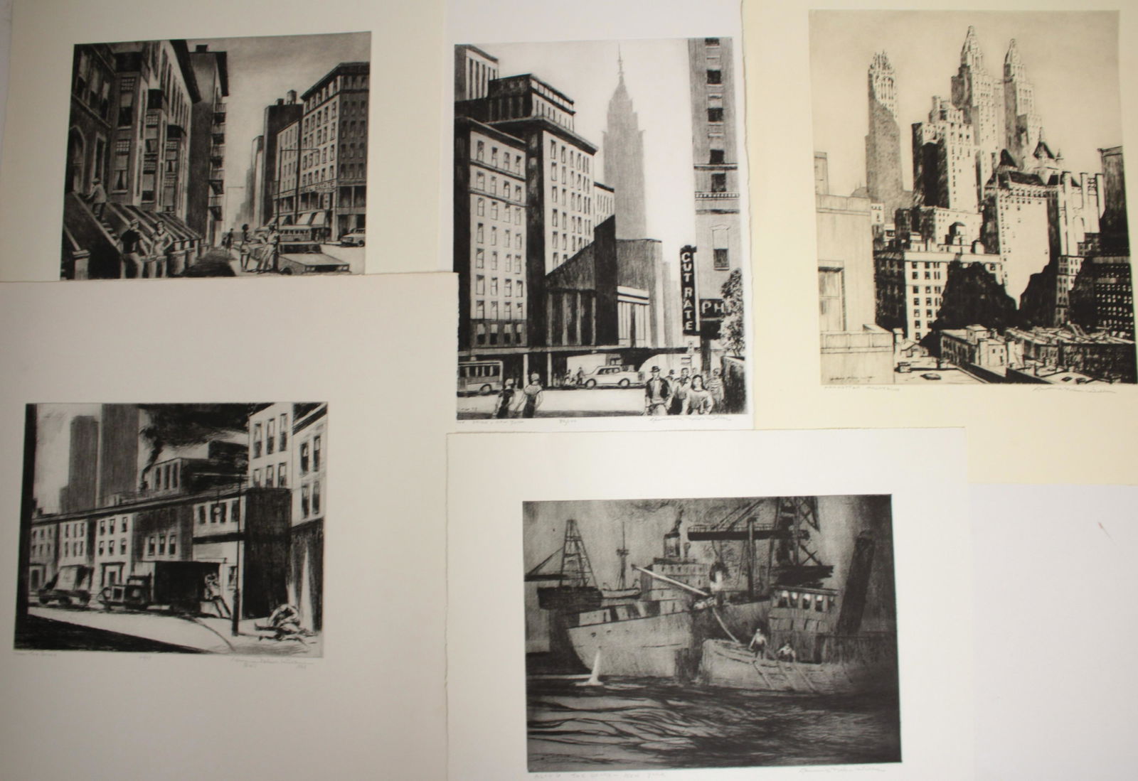 Lawrence N Wilbur, New York City Suite, 5 Etchings (1 of 5)