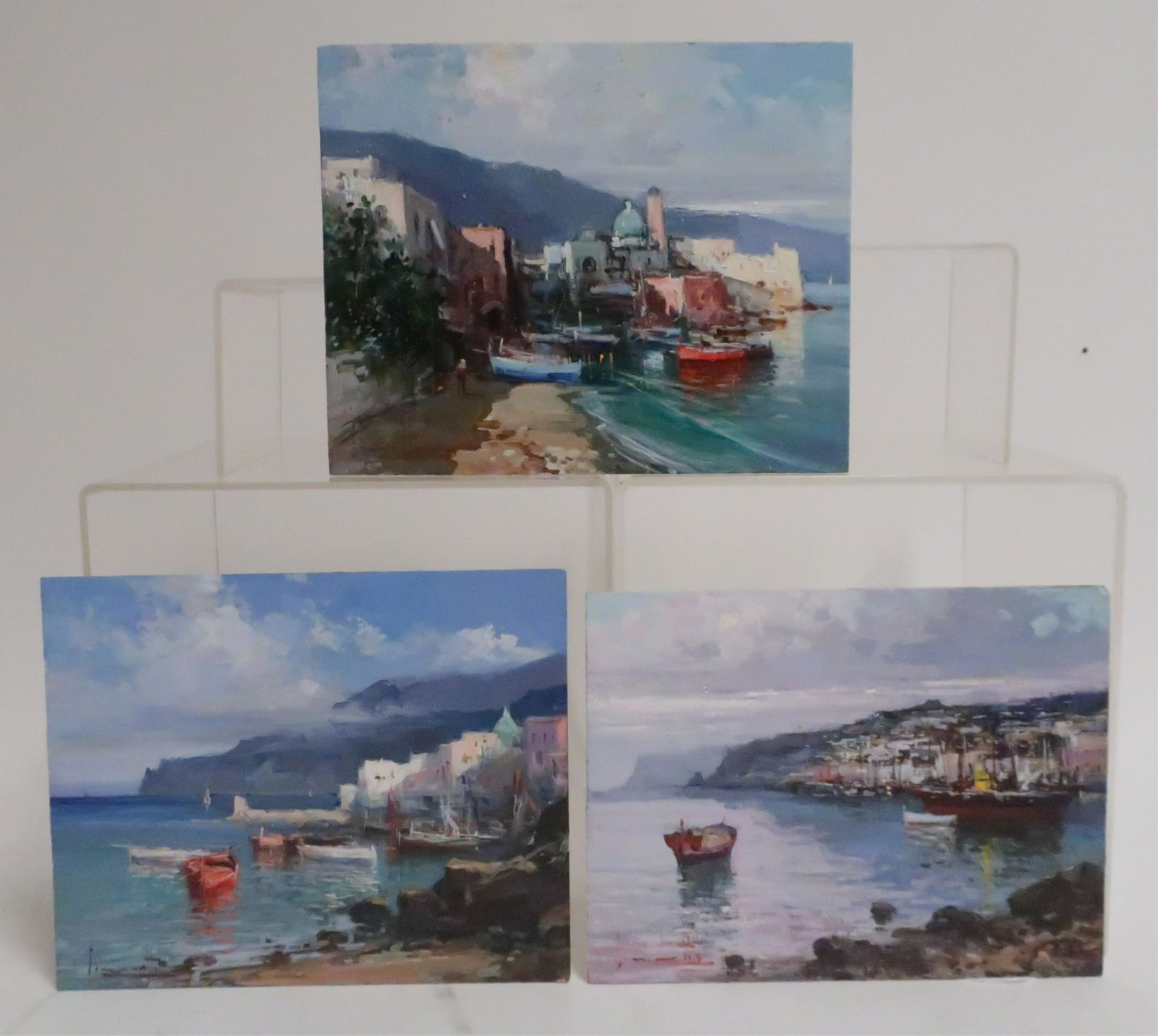 Claudio Simonetti, 20th C., 3 Coastal, O/B (1 of 3)