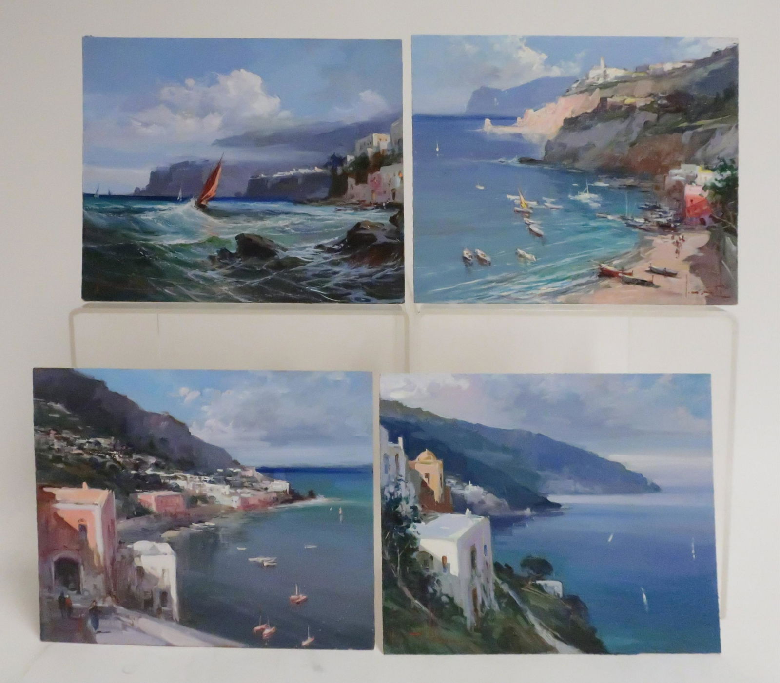 Claudio Simonetti, 20th C., 4 Coastal, O/B (1 of 6)