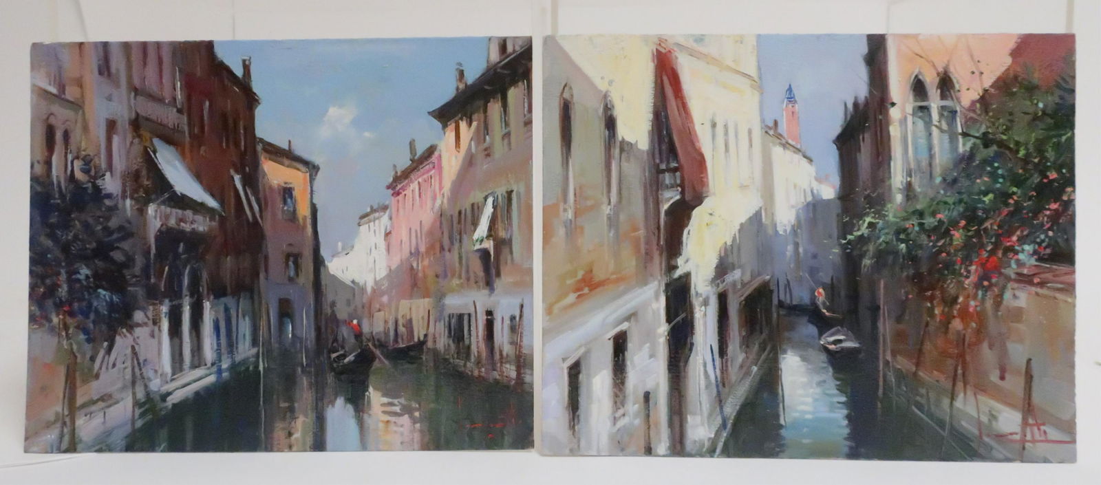 Claudio Simonetti, 20th C., 2 Venetian Scenes,O/B (1 of 2)
