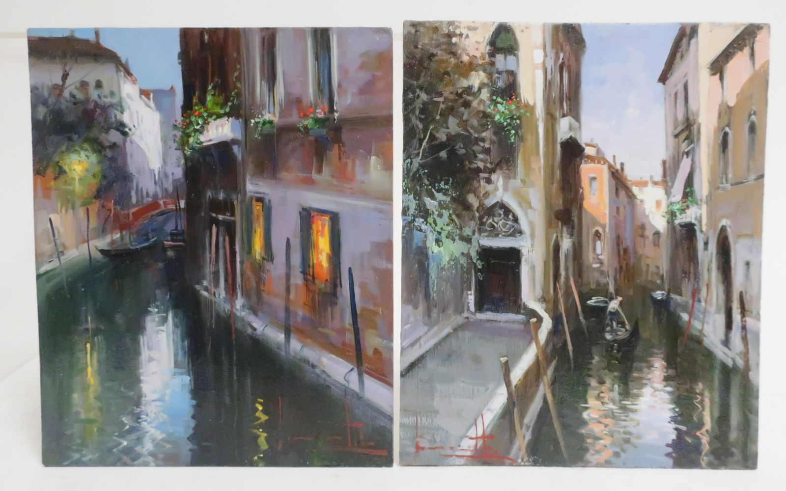 Claudio Simonetti, 20th C., Canal Day/Evening,O/B (1 of 2)