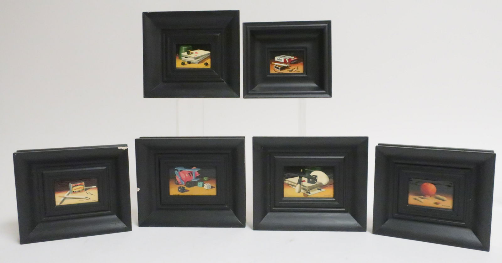 Karel Kellner, Czech., 6 Still Life, O/B: Karel Kellner, Czechoslovakia, b.1951, 6 Still Life Paintings, O/B [AZ-1705,AZ-1612,AZ-1614,AZ-1702,AZ-1616,AZ-1615] Frame sizes from 5 1/2 x 6 1/2,6 1/2 x 7 1/2 and 7 x 8 1/2 HEAR9133/6 MM