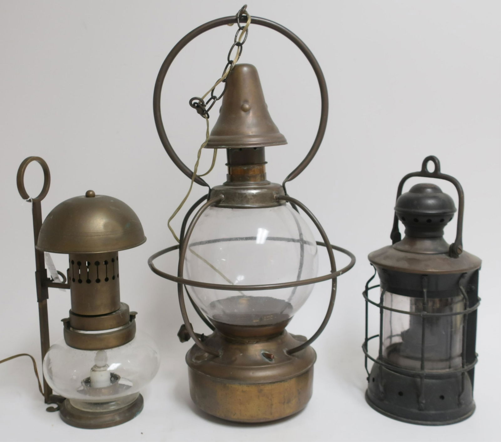 3 Large Brass, Copper, & Iron Kerosene Lanterns (1 of 1)