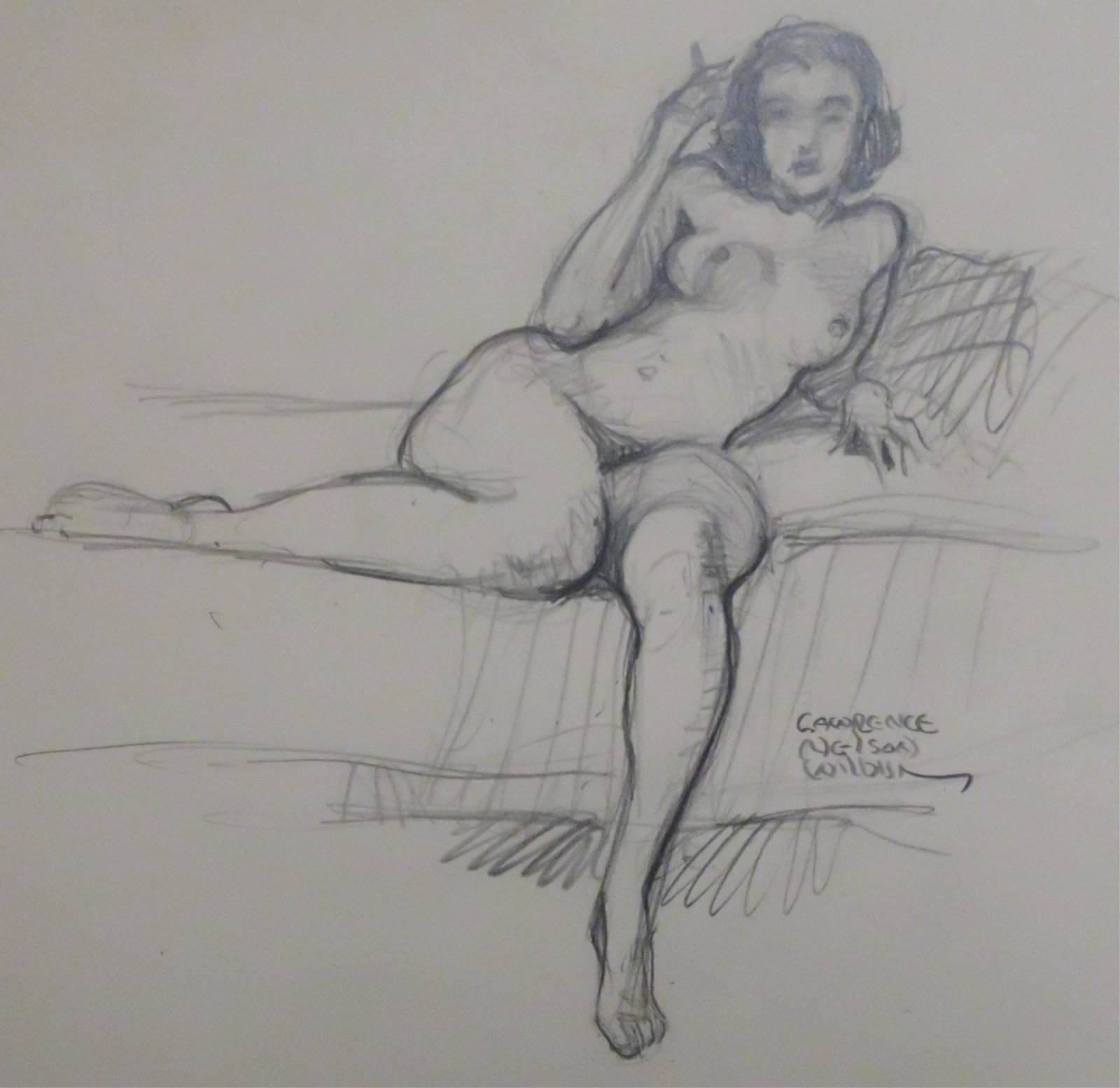 Lawrence N. Wilbur, Amer. 12 Female Nude Studies: Lawrence N. Wilbur, Amer. 1897-1989, 12 Female Nude Studies, Ink or Pencil Drawings, Most Signed, One Dated 1939 and One 1966. 9.75 x 5.25 to 14 x 10.75 WILB1195/12 WT