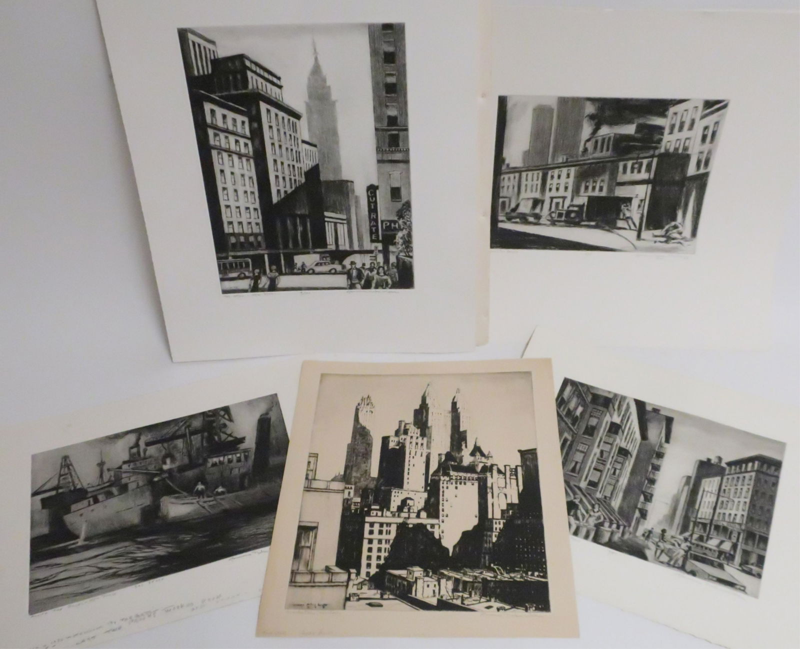 Lawrence N. Wilbur 5 NYC Etching/Drypoints (1 of 3)