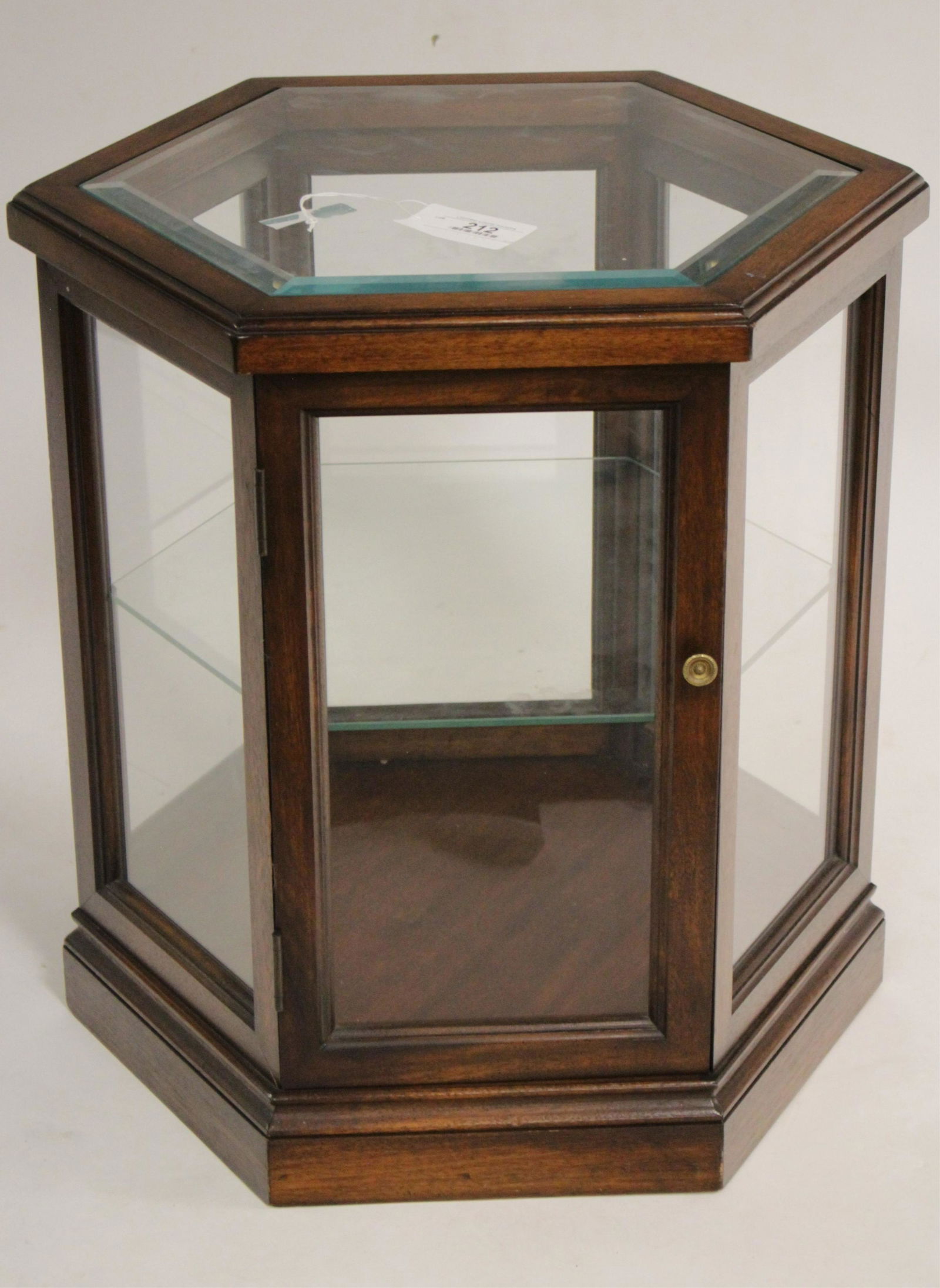 Mahogany and Glass Hexagonal Side Table Vitrine (1 of 2)