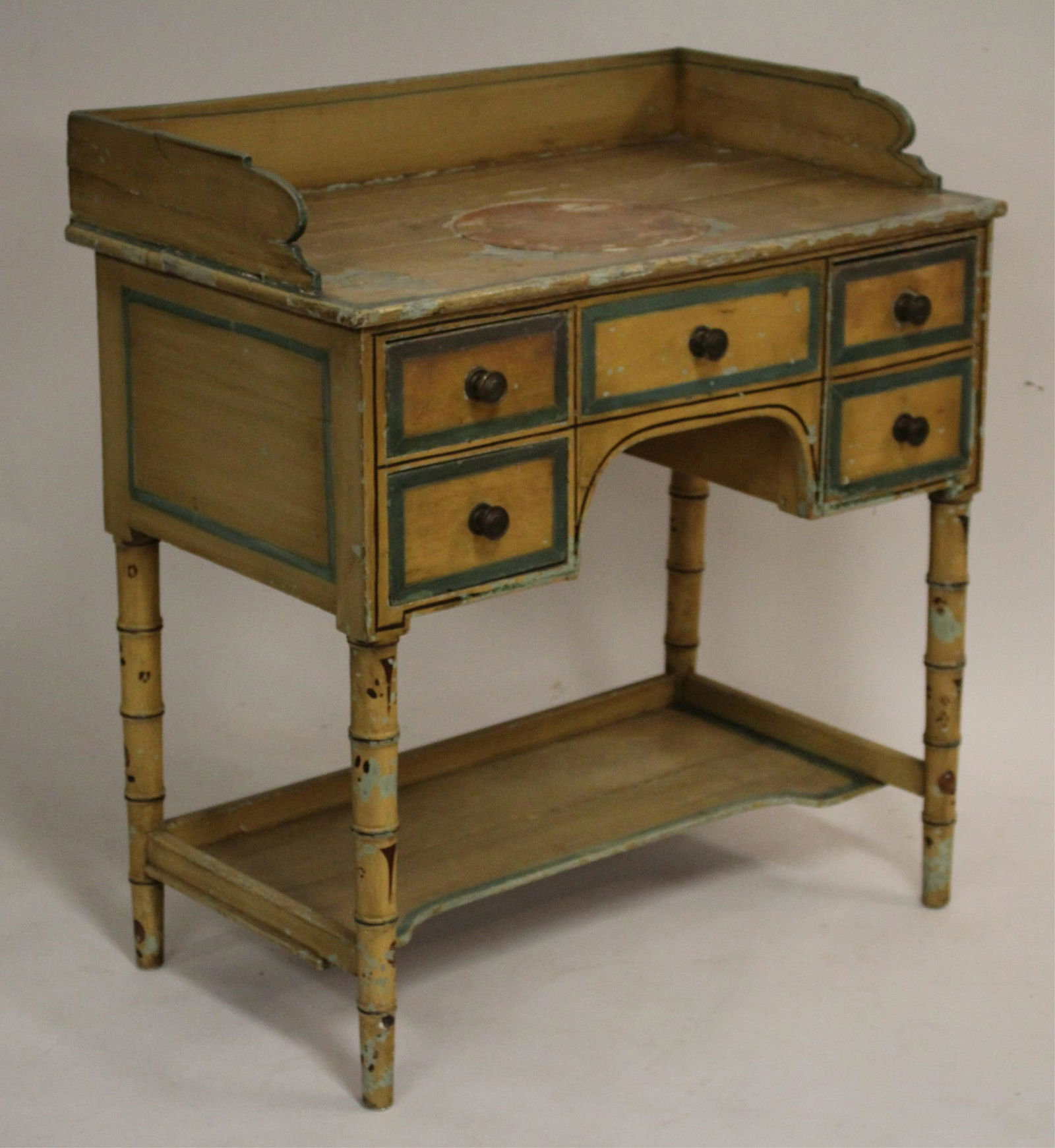 Antique Painted Dressing Table w/Faux Bamboo Legs (1 of 3)