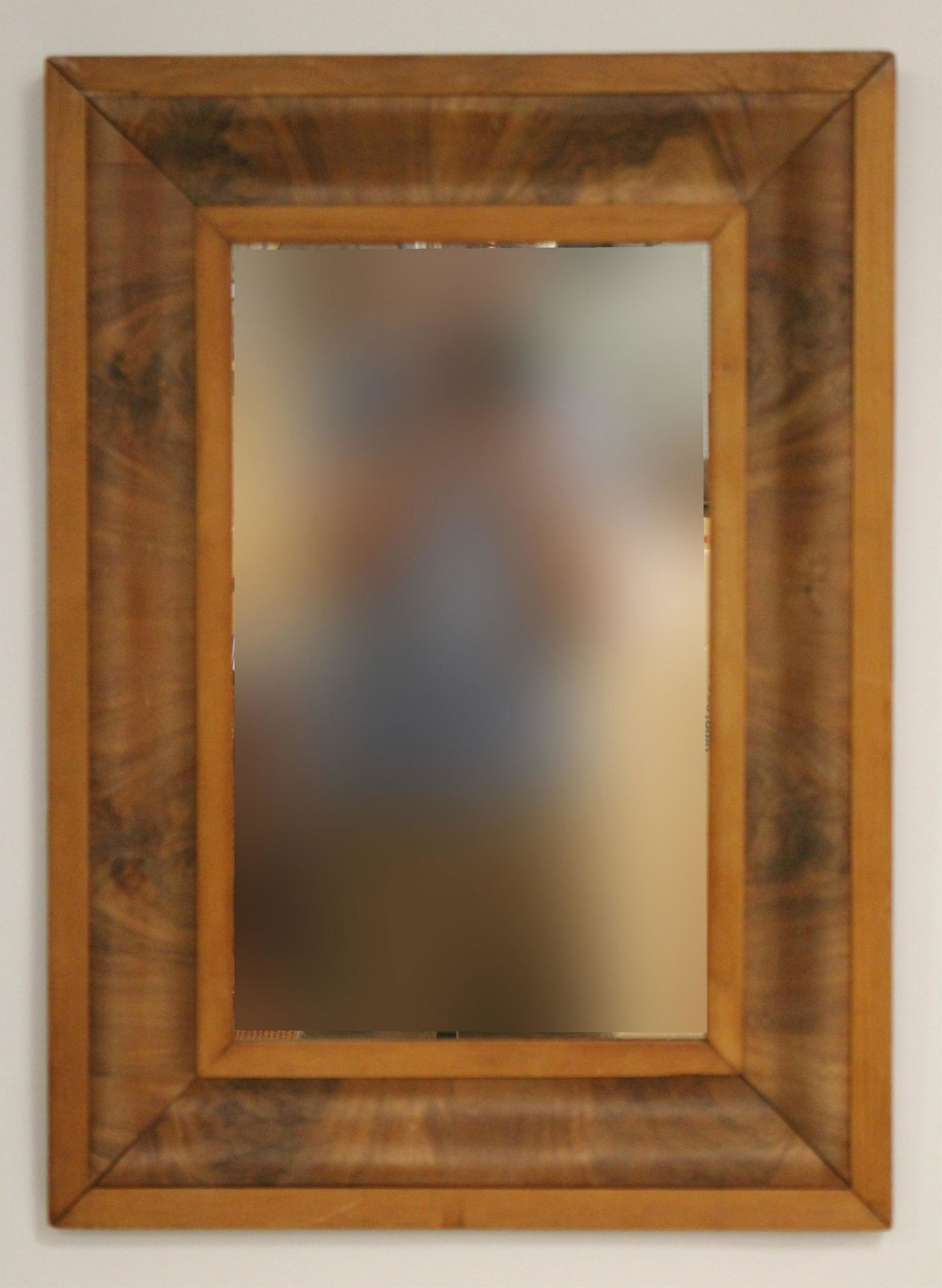 Antique Pine & Figured Mahogany Veneer Ogee Mirror (1 of 2)