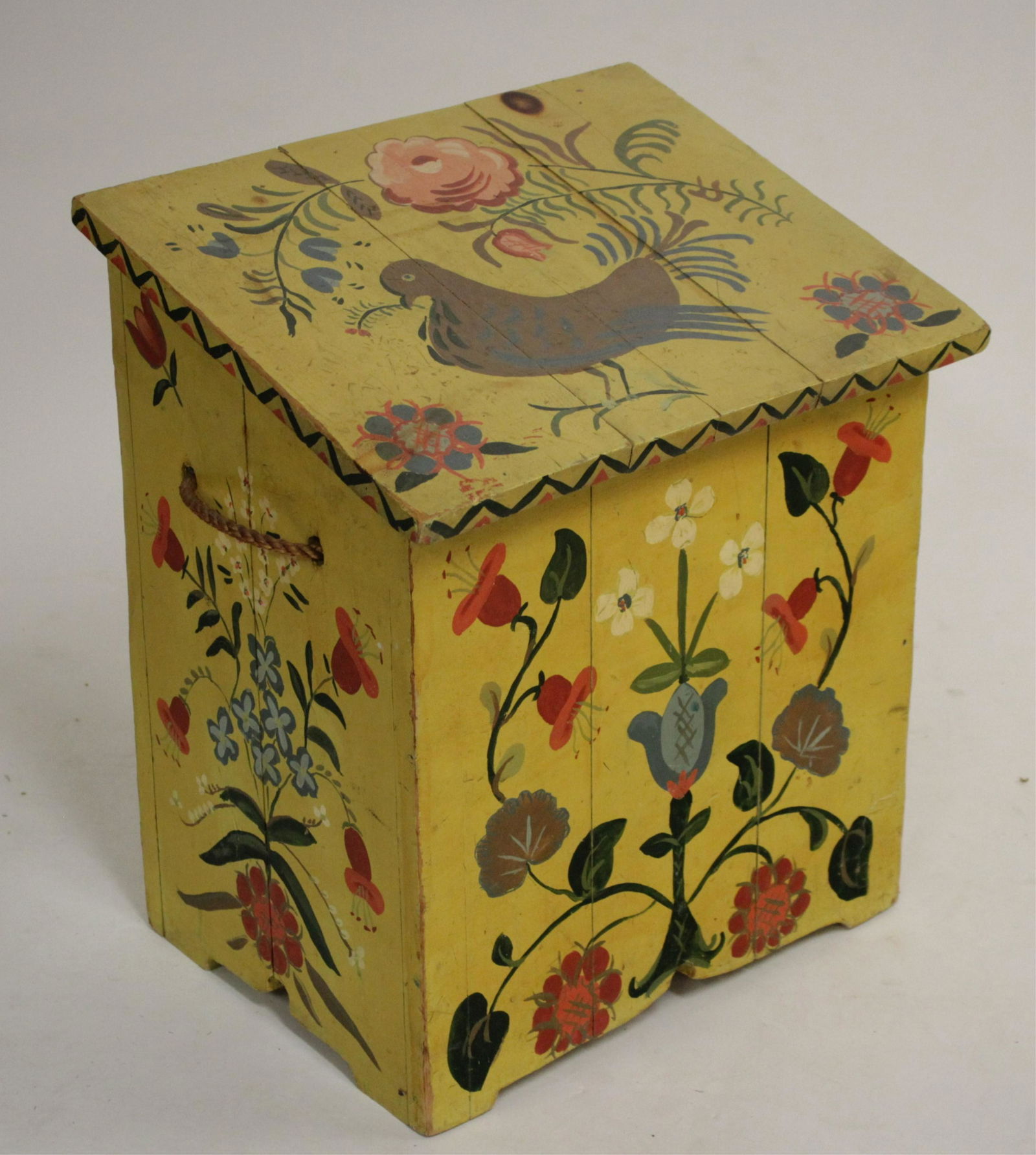 PA. Style Painted Wood Slanttop Lidded Bin (1 of 2)