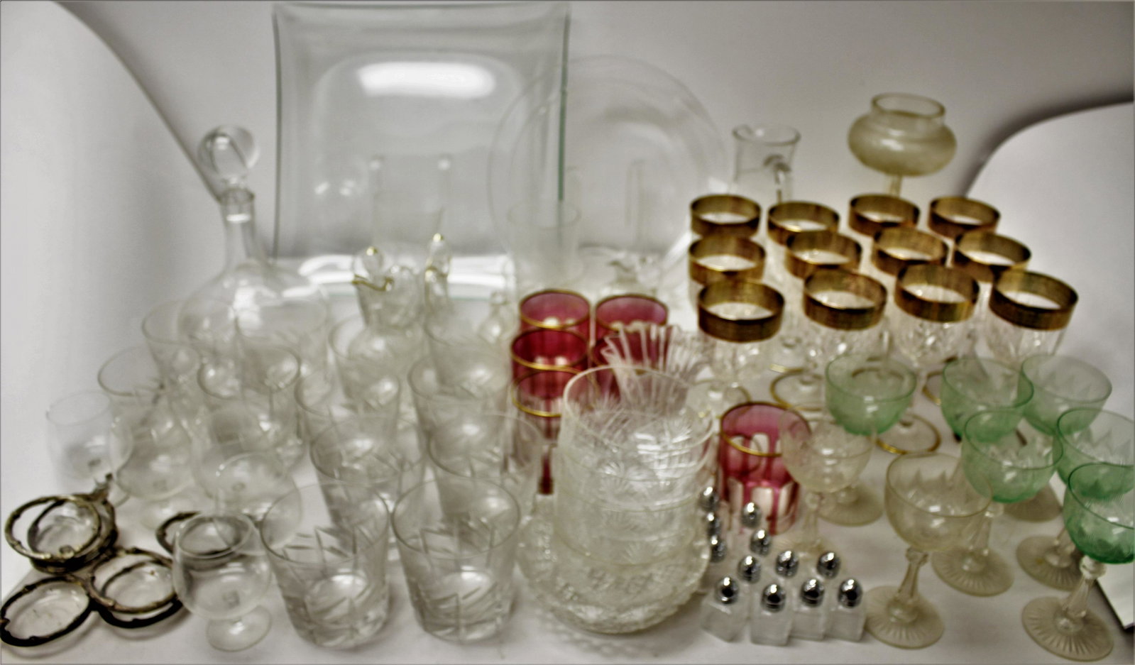 Approximately 80 Pieces of Assorted Glassware: Tallest vase: 10.5"H, Square tray: 14.25" inches MADD244/80 WT