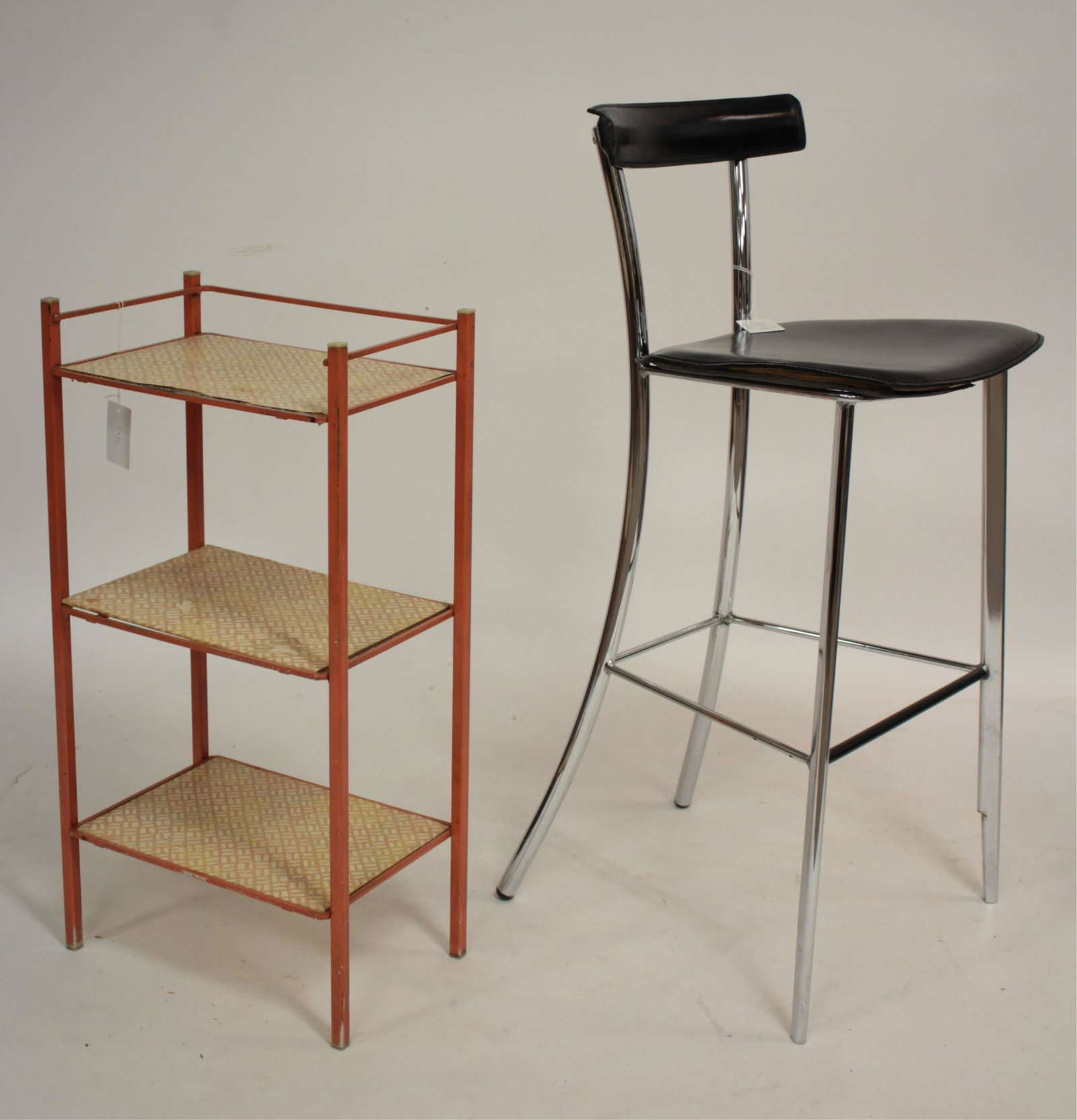 Leather & Chrome Bar Chair and Metal 3 Tier Stand: Seat height of chair: 29" inches MADD266/2 WT