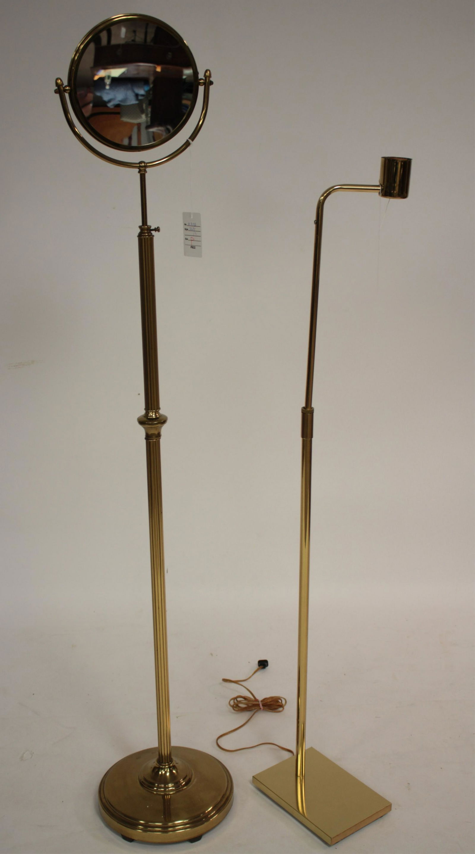 Adjustable Brass Floor Lamp & 2-Sided Mirror (1 of 2)