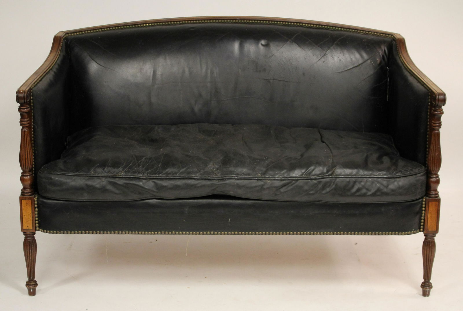 Vintage Hickory Chair Co.Wood Framed Leather Setee (1 of 4)