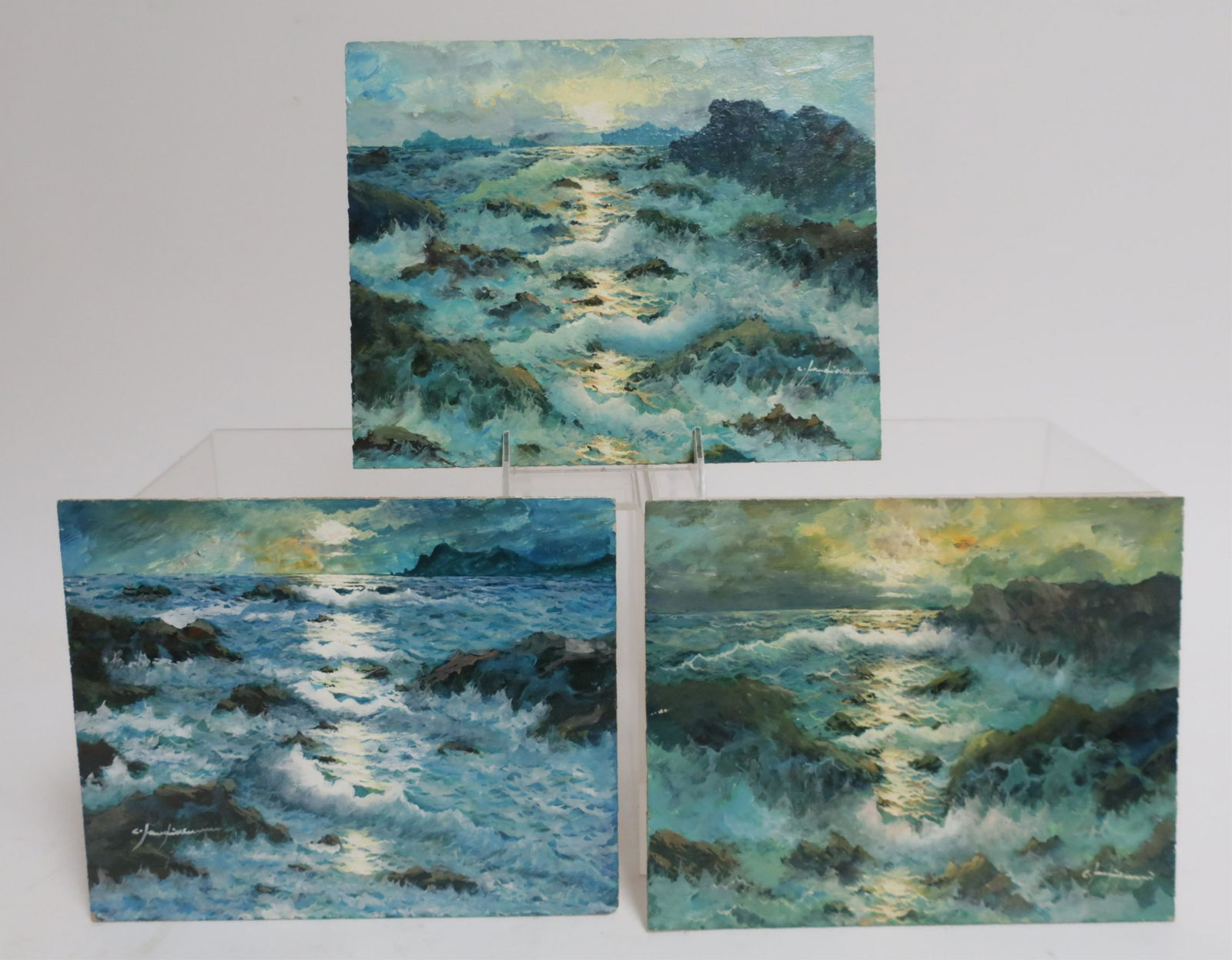 C. Sangiovanni, 20th C., 3 Breaking Waves, O/B (1 of 2)