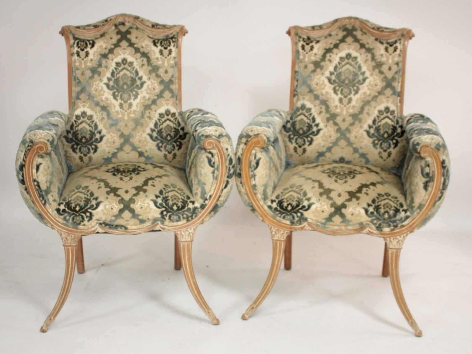 Pr of Hollywood Regency Style Fireside Chairs (1 of 2)