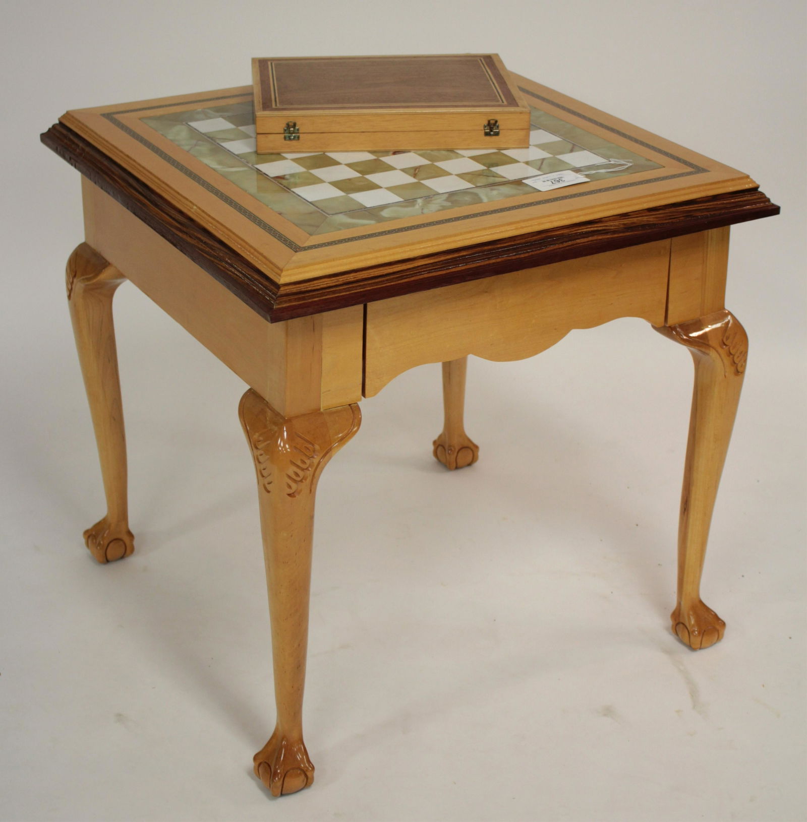 Inlaid Game Table Onyx Board Inset Boxed Chess Set (1 of 3)