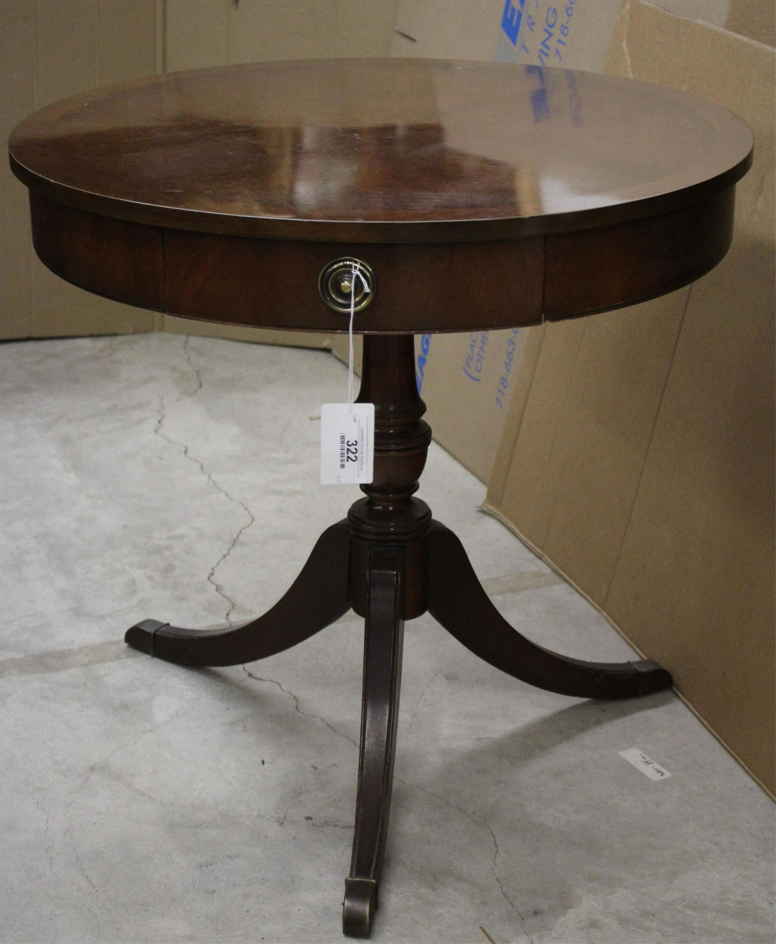 George III Style Drum Table, Mahog, 1-Drawer (1 of 2)