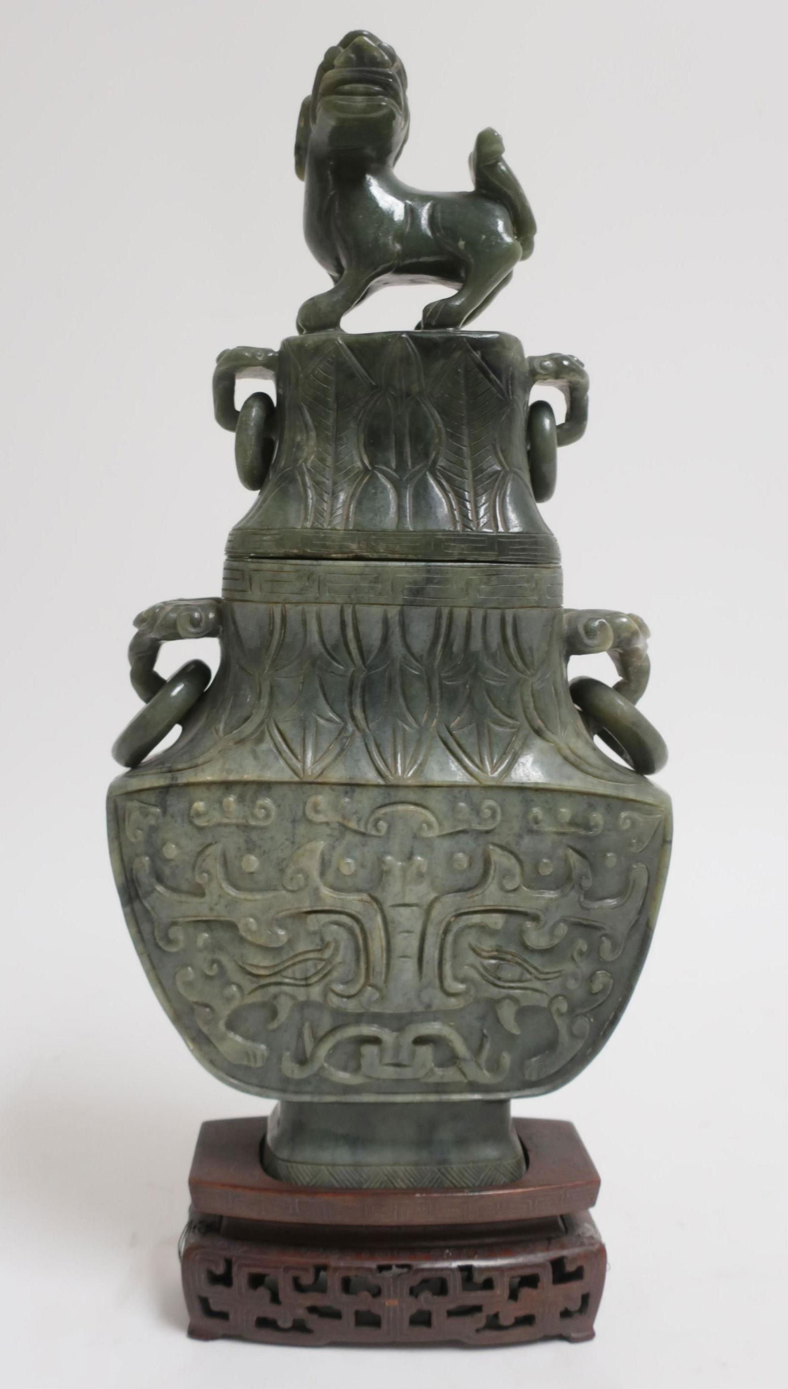 Chinese Spinach Jade Archaic Style Vase (1 of 4)