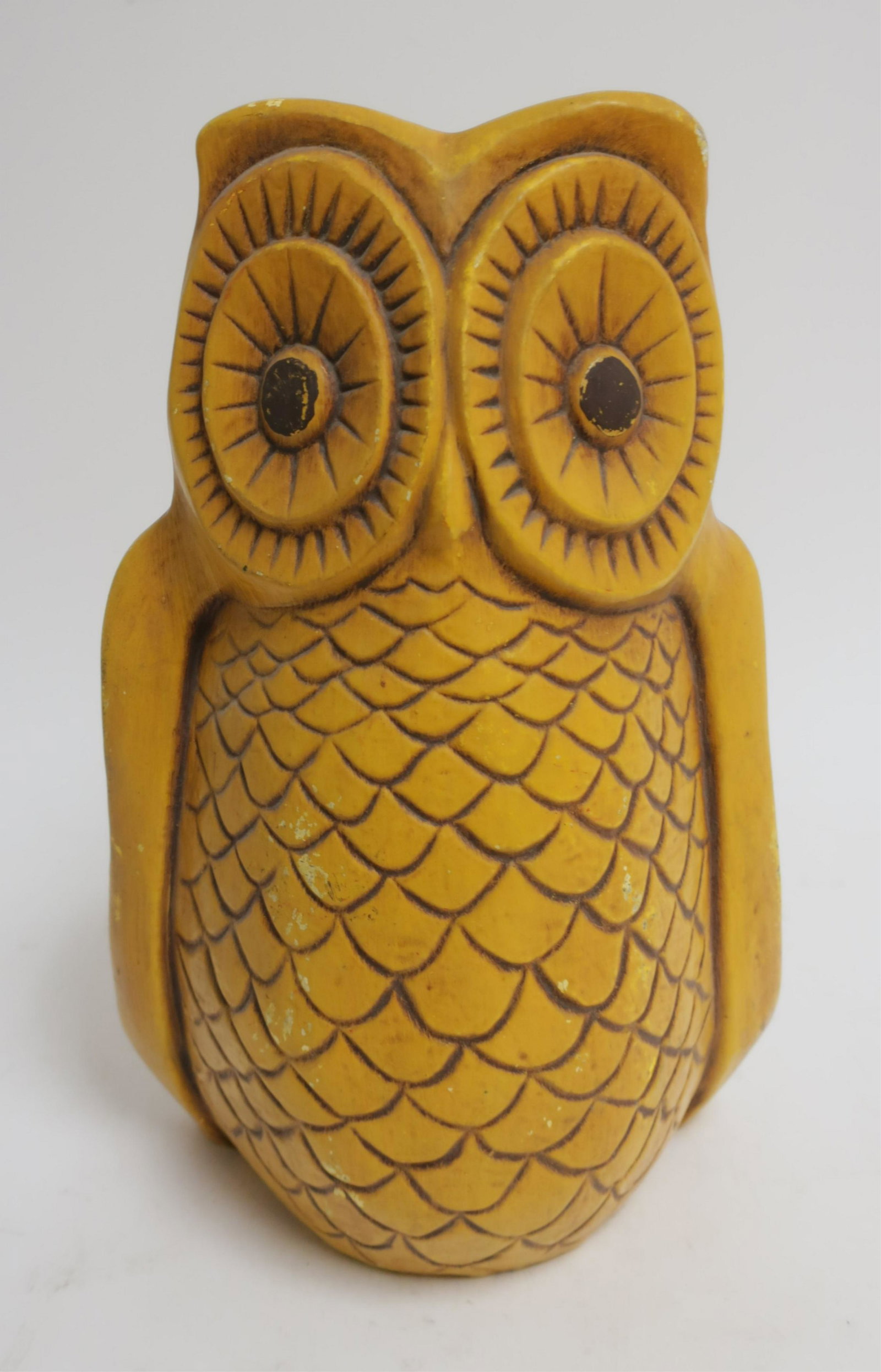 Mid Century Modern Ceramic Owl Piggy Bank: 14.5 h by 8.5 wide QPECK473 WT