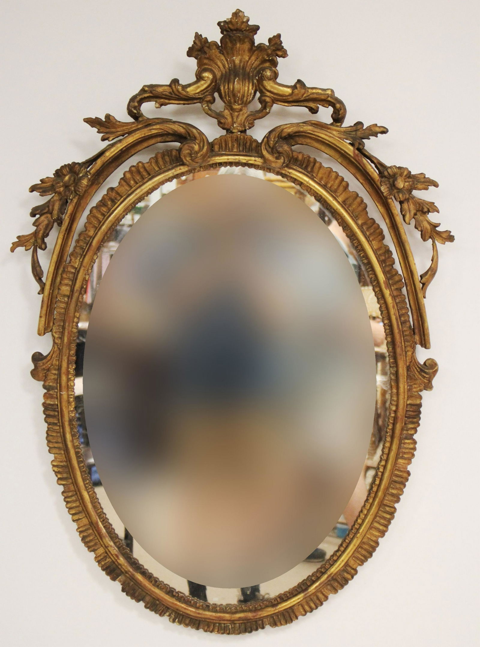 Oval Giltwood Mirror W/ Antique Crest (1 of 4)