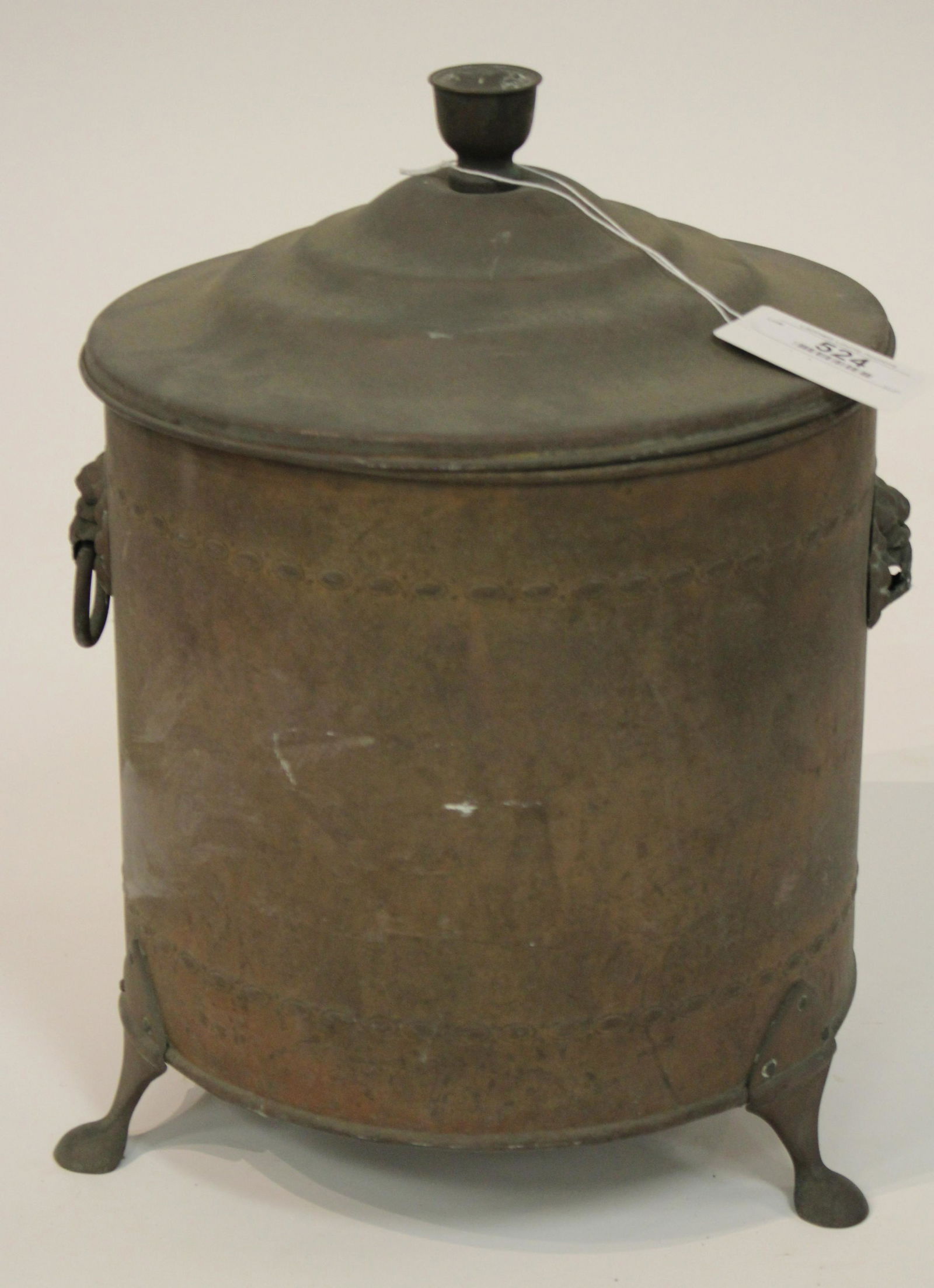 Antique Covered Brass Bucket, Lion Mark Handles (1 of 2)