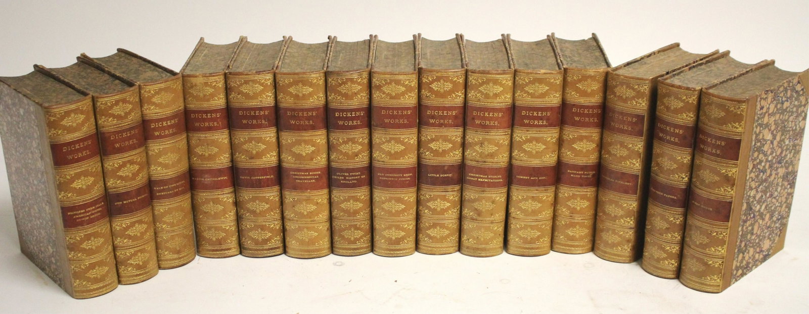 Dicken's Works, 15 Volumes: 15 volumes of Dicken's Works. Pollard and Moss, NY 1887 6" x 9" ROCO8653 GO