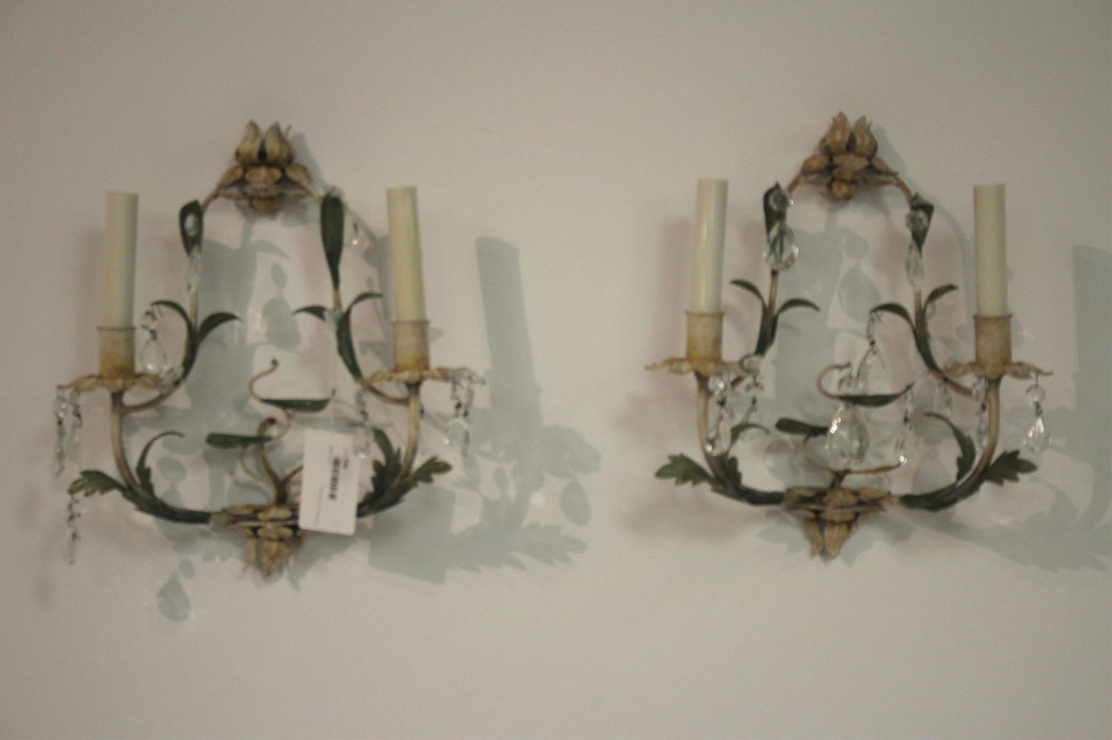 Pr. of Italian Metal Painted Floral wall Sconces (1 of 3)