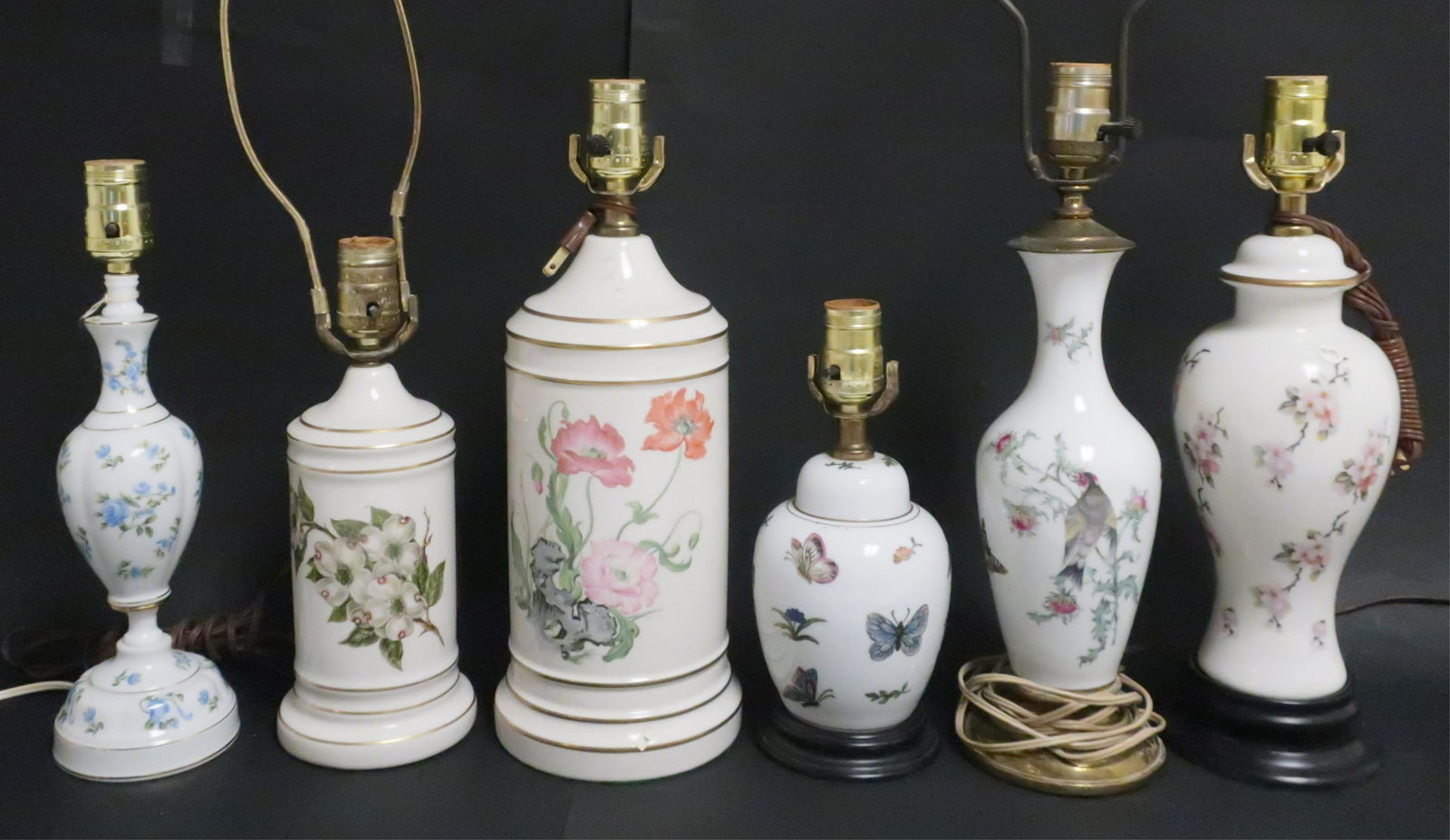 6 Porcelain Floral Decorated Lamps (1 of 1)