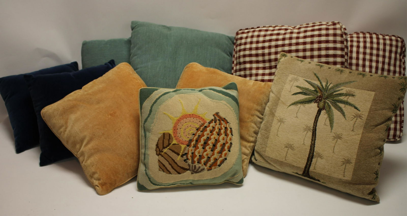 9 Various Throw Pillows, Velvet, Brocade Etc (1 of 1)